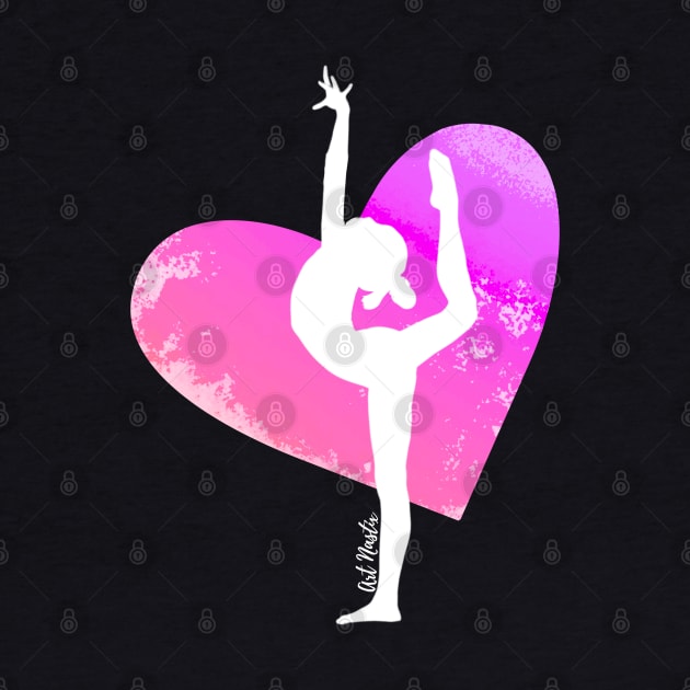 Dancer Silhouette on Pink Heart by Art Nastix Designs